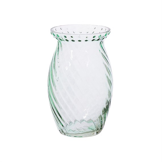 Recycled Glass Spiral Fluted Vase