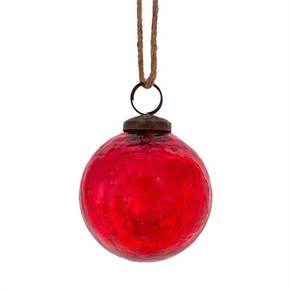 Red Crackle Glass Bauble