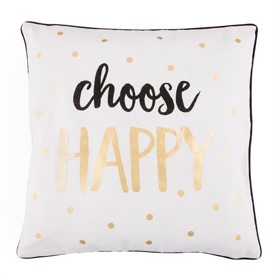 Choose Happy Metallic Monochrome Cushion