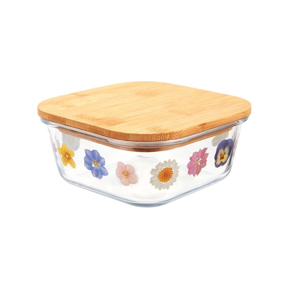 Pressed Flowers Glass Storage Box Small