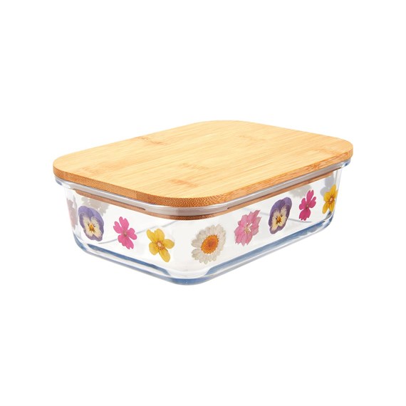 Pressed Flowers Glass Storage Box Large