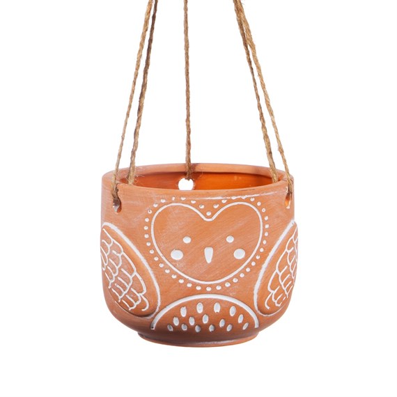 Olivia Owl Terracotta  Hanging Planter