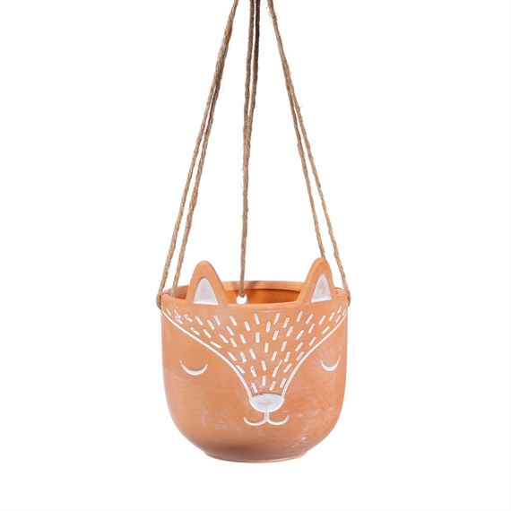 Woodland Fox Terracotta Hanging Planter