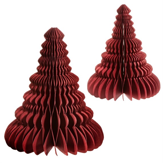 Crimson Honeycomb Tree Standing Decoration - Set of 2