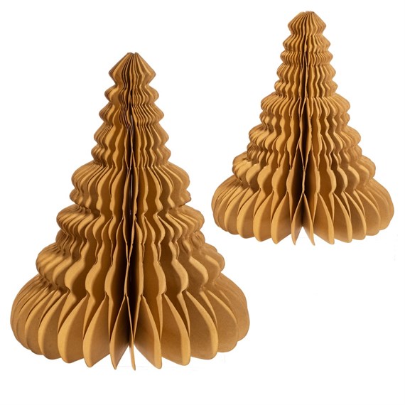 Kraft Paper Honeycomb Tree Standing Decoration - Set of 2