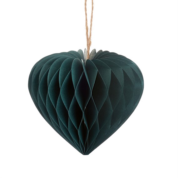 Forest Green Heart Honeycomb Paper Decoration