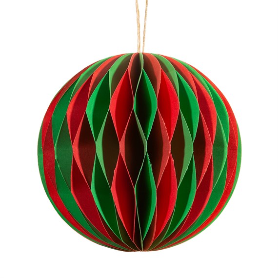 Red & Green Honeycomb Paper Hanging Decoration