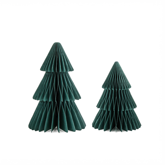 Honeycomb Standing Xmas Tree Forest Green - Set of 2