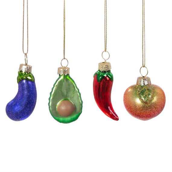 Mini Fruit & Veg Baubles - Set of 4