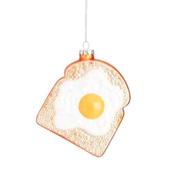 Fried Egg on Toast Shaped Bauble