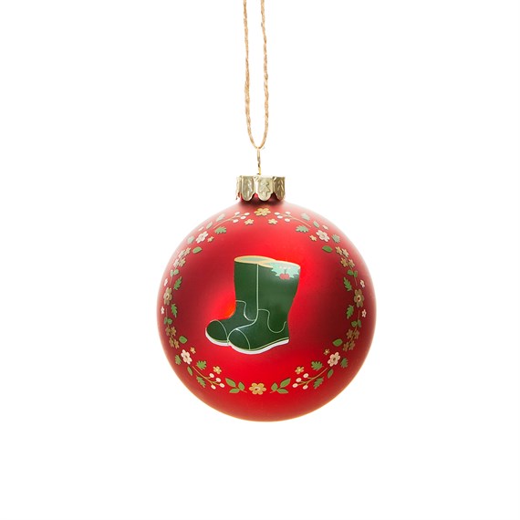 Wellington Boots Glass Bauble