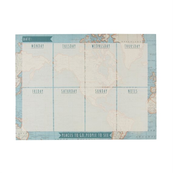 Vintage Map Weekly Planner Pad