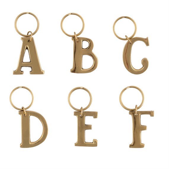 Gold Monogram Letter Keyring