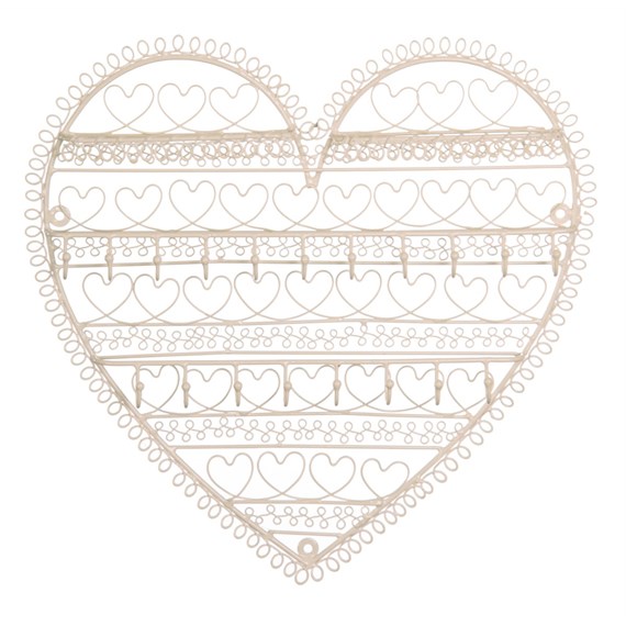 Decorative Heart Jewellery Holder in Cream