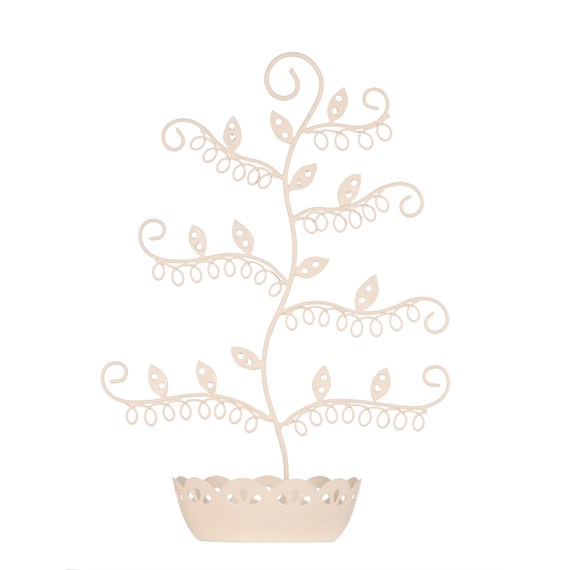 Flowery Earring Stand Cream