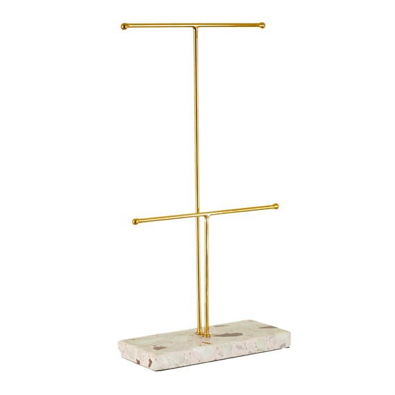 Double Terrazzo Gold Jewellery Stand