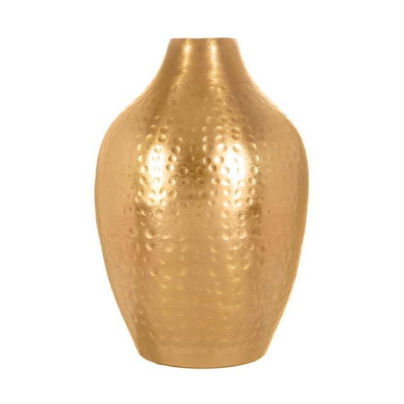 Hammered Gold Metal Curvy Vase