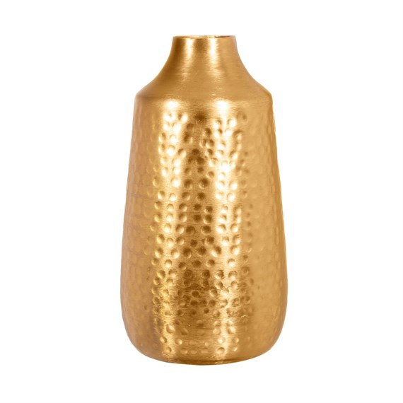 Hammered Gold Metal Straight Vase