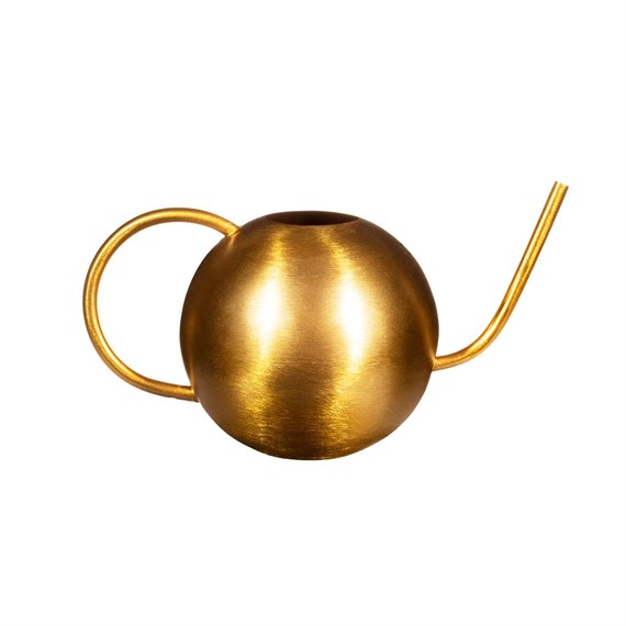 Vintage Style Round Gold Metal Watering Can
