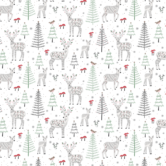 Winter Forest Folk Deer Wrapping Paper