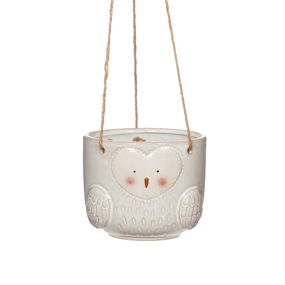 Olivia Owl Grey Hanging Planter