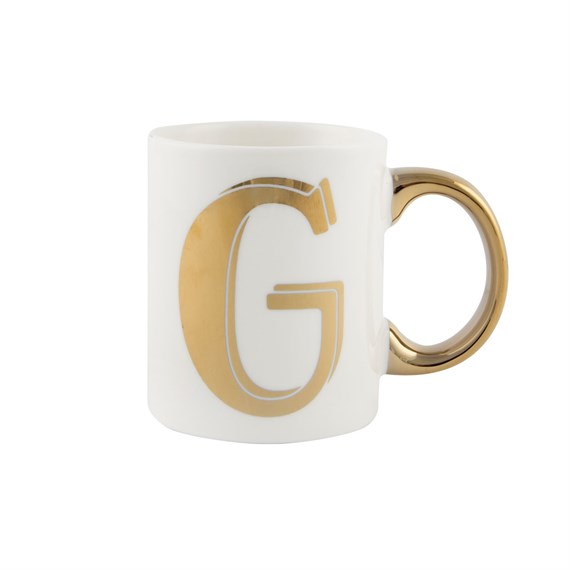 Gold Monogram Letter G Mug