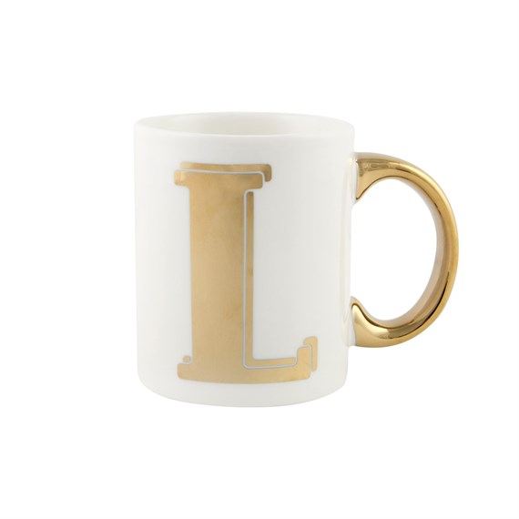 Gold Monogram Letter L Mug