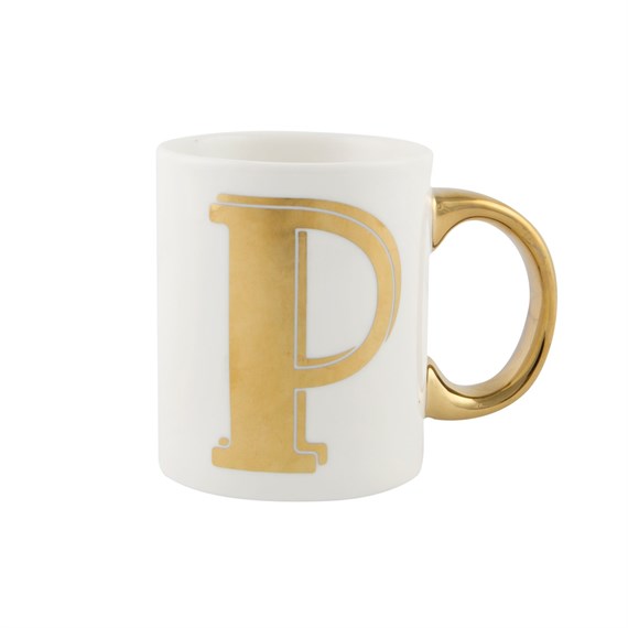 Gold Monogram Letter P Mug
