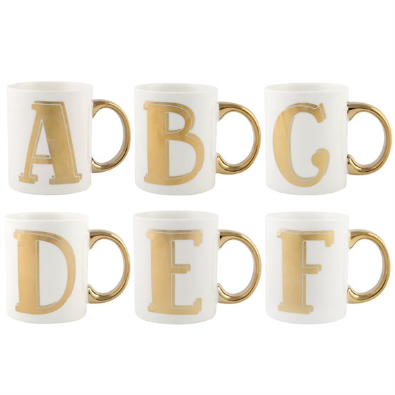 Gold Monogram Letter Mug