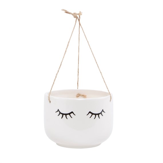 Eyes Shut White Hanging Planter