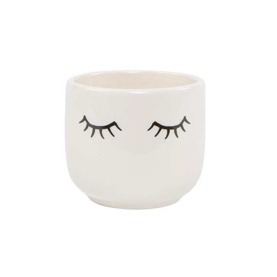 Mini Eyes Shut White Planter