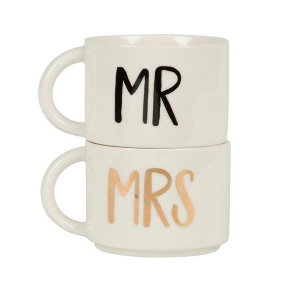 Mr & Mrs Stacking Mugs - Set of 2