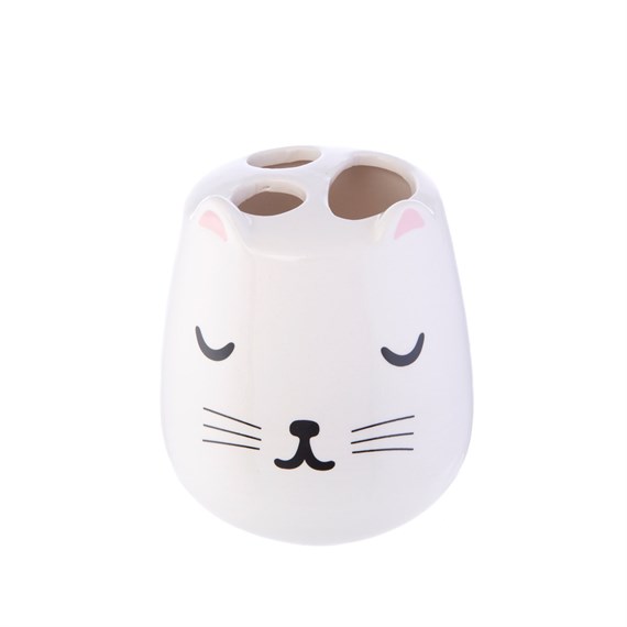 Cutie Cat White Toothbrush Holder