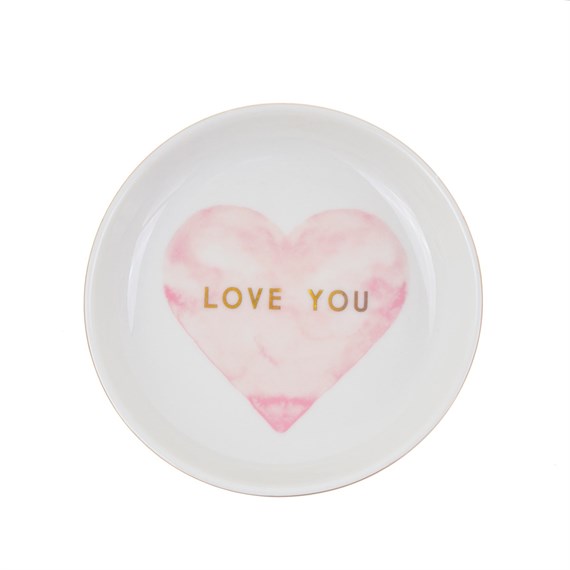 Love You Pastel Pink Heart Trinket Dish