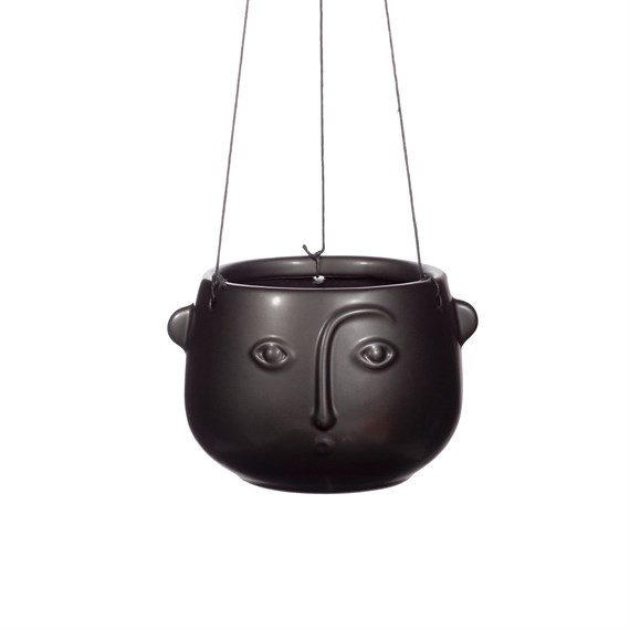 Face Hanging Planter Matte Black