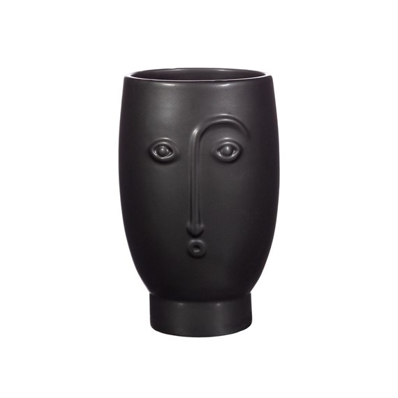 Face Vase Matte Black