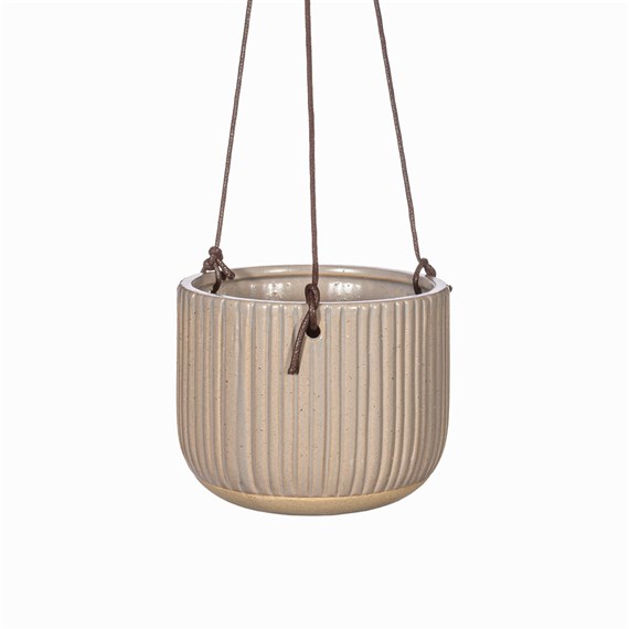Grooved Hanging Planter Grey