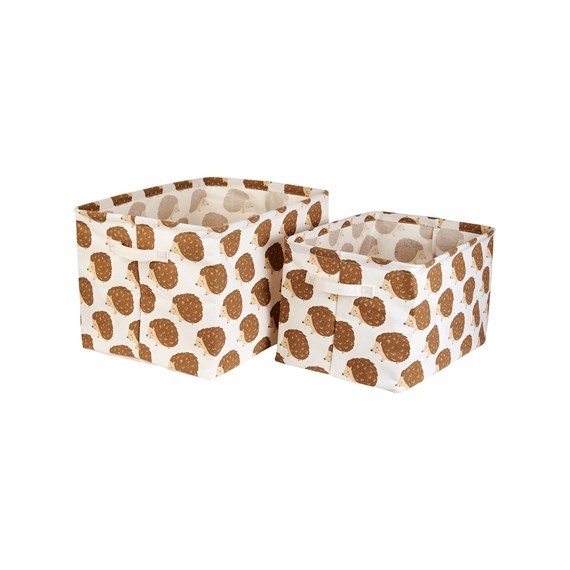 Woodland Hedgehog Canvas Storage Baskets - Set of 2