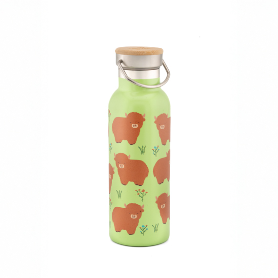 Highland Cow Metal Water Bottle