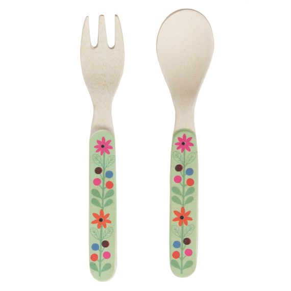 Woodland Friends Bamboo Kids' Fork & Spoon Set