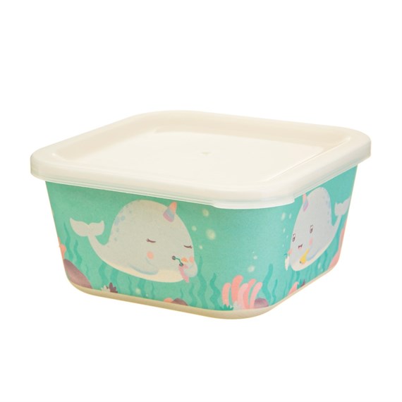 Alma Narwhal Bamboo Square Lunch Box