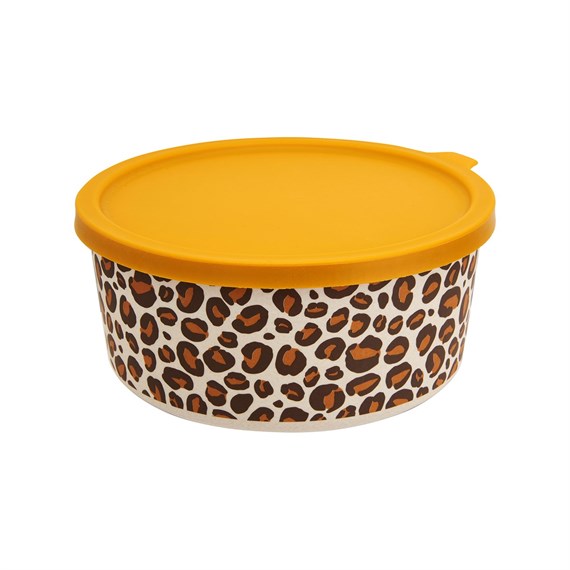Leopard Love Round Bamboo Lunch Box