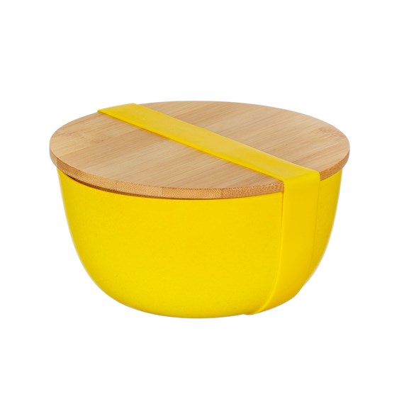 Yelllow Bamboo Bowl With Lid