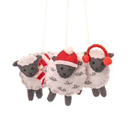 Sheep Flat Felt Decoration  - Set of 3