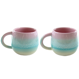 Pastel Ombre Espresso Mugs Pink & Green - Set of 2