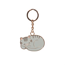 Grey Cat Enamel Keyring