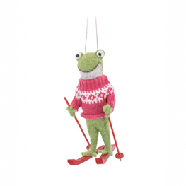 Skiing Frog Felt Decoration