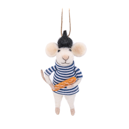 French Mouse with Baguette Felt Decoration
