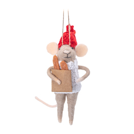 Mouse with Baguette Felt Decoration