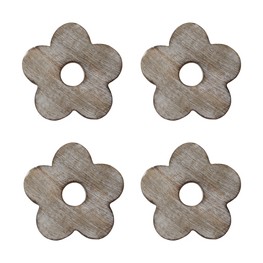 Wooden Brown Flower Coasters - Set of 4